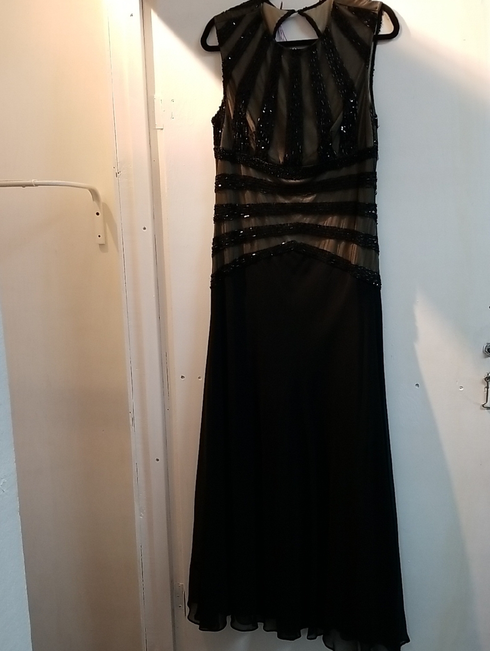 JS Collections Black Sheer Beaded Maxi Dress